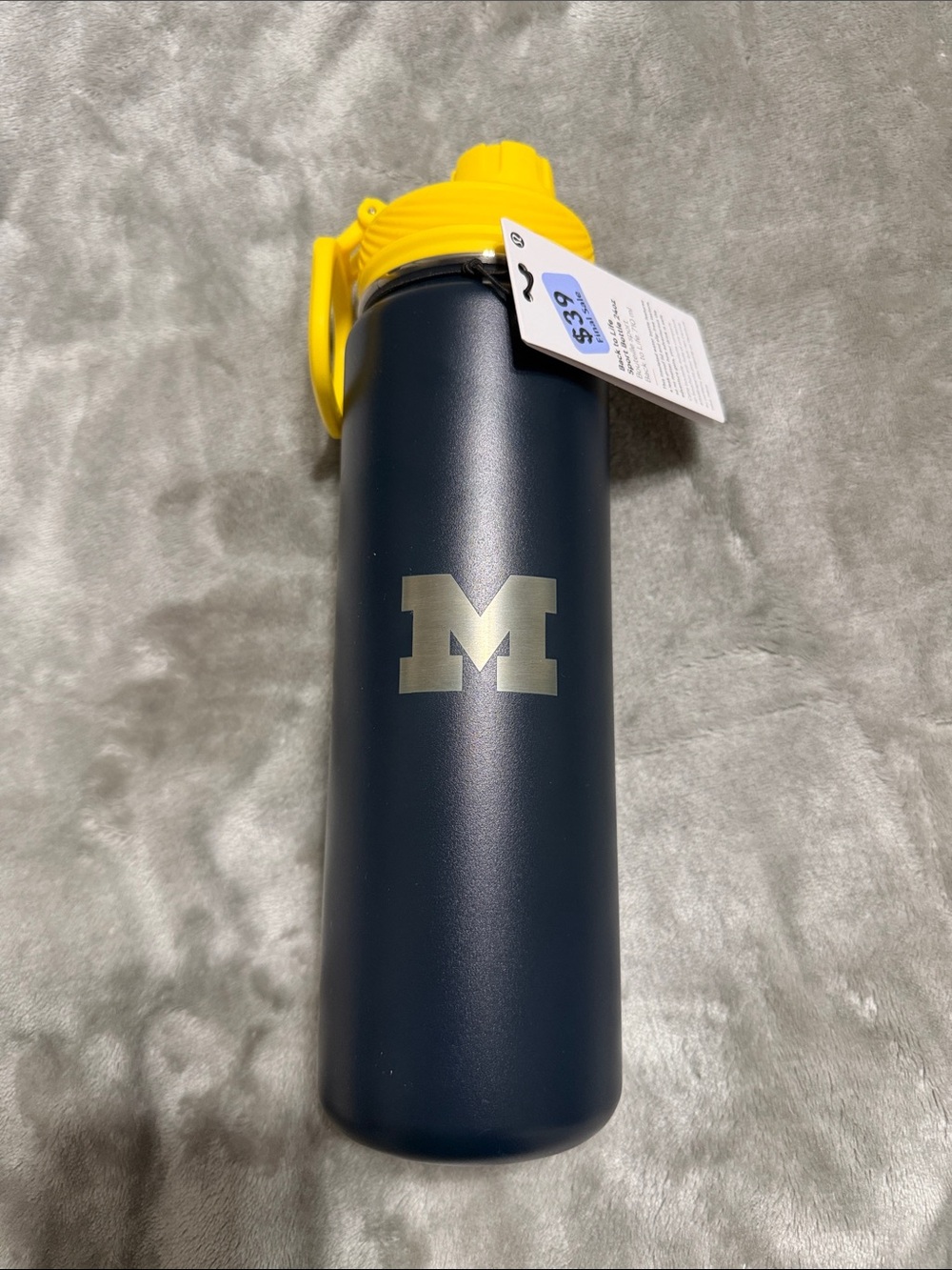 Lululemon University of Michigan Navy and Yellow Stainless Steel Water Bottle